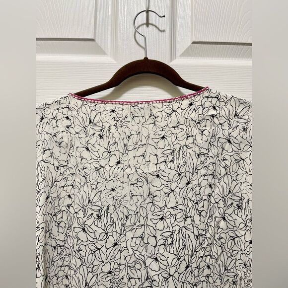 Tru Luxe Womens Embroidered Blouse Top Size M Floral Tie Sleeve Boxy White NWT - Picture 14 of 16